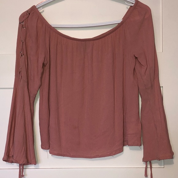 Bell sleeve with lace detail off the shoulder top - Picture 1 of 4